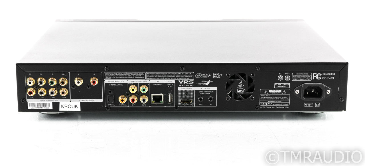 Oppo BDP-83 Universal Blu-Ray Player; BDP83; Remote; Modded by ModWright