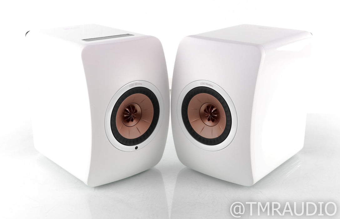 KEF LS50 Wireless Powered Bookshelf Speakers; LS50W; White/Copper Pair