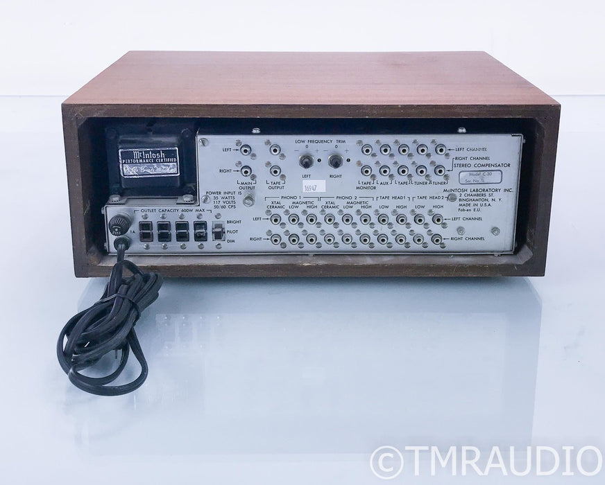 McIntosh C20 Vintage Tube Stereo Preamplifier; C-20 w/ Walnut Cabinet