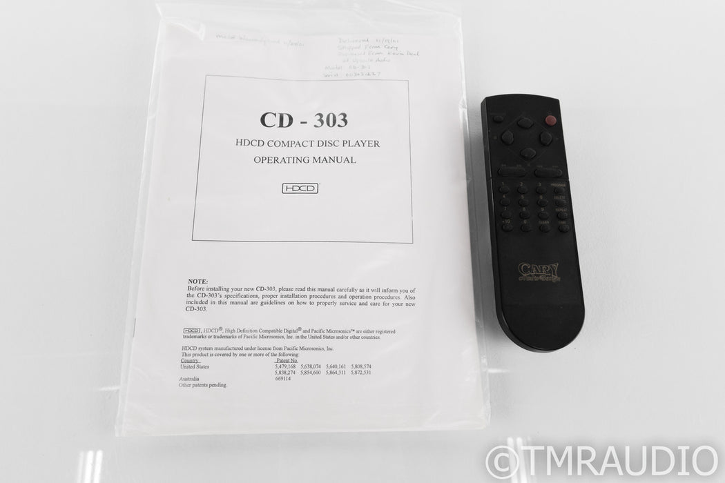Cary CD-303 CD / HDCD Player; CD303; Remote; AS-IS (Read Error)