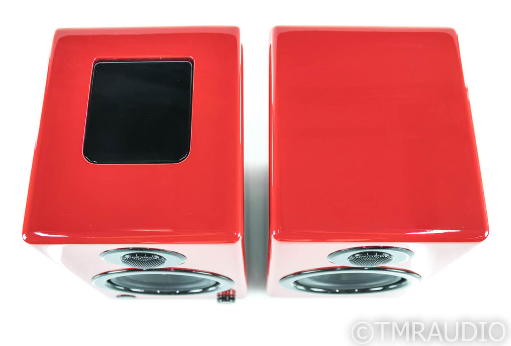 AktiMate Mini Powered Bookshelf Speakers; Red Pair; iPod Dock; Remote