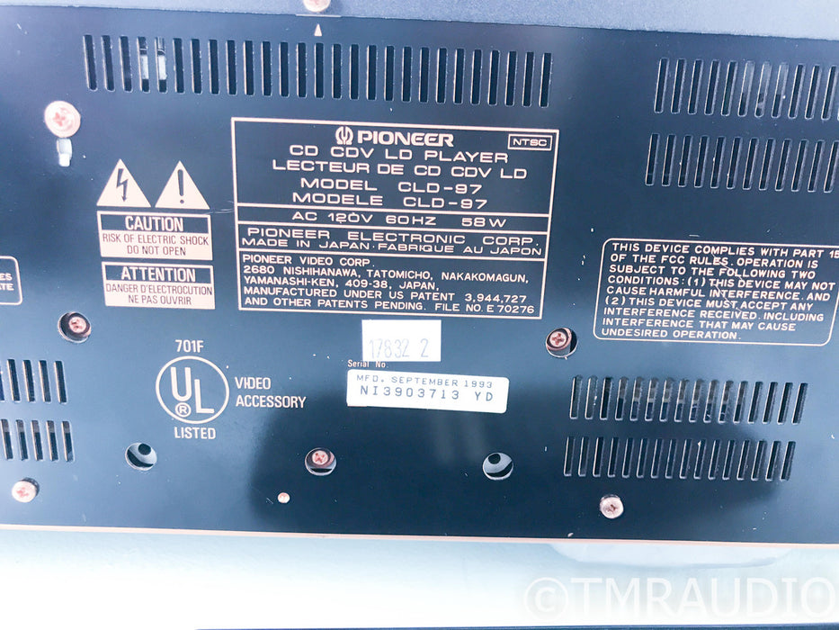 Pioneer CLD-97 Laser Disc / CD Player; CLD97; Remote; AS-IS (Broken Disk Tray)