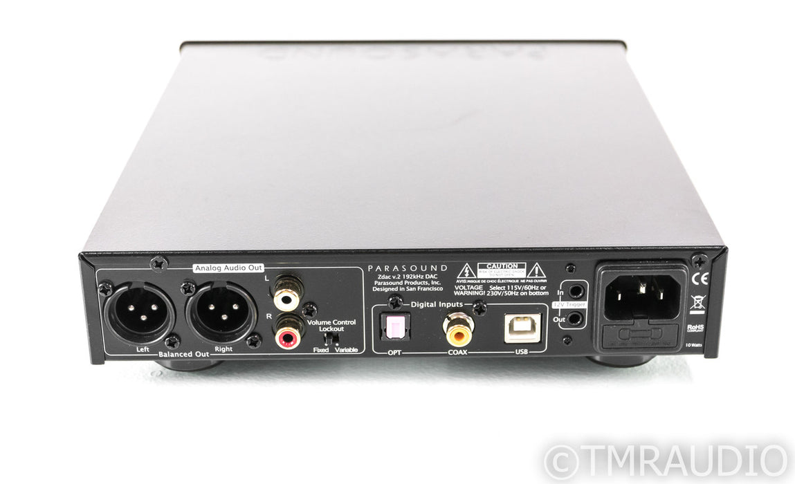 Parasound Zdac v.2 DAC / Headphone Amplifier; D/A Converter, Black
