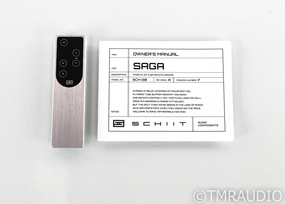 Schiit Saga Stereo Tube Hybrid Preamplifier; Remote; Silver