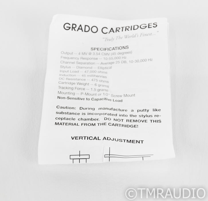 Grado Prestige Gold1 Moving Iron Phono Cartridge; MI; Gold-1 (Slight Bend)
