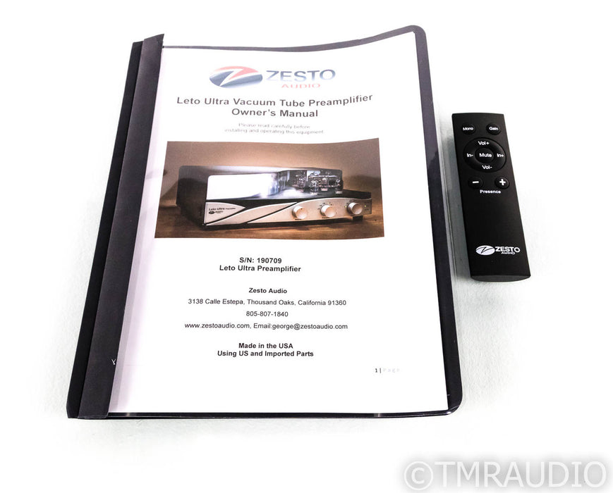 Zesto Audio Leto Ultra Stereo Tube Preamplifier; Remote