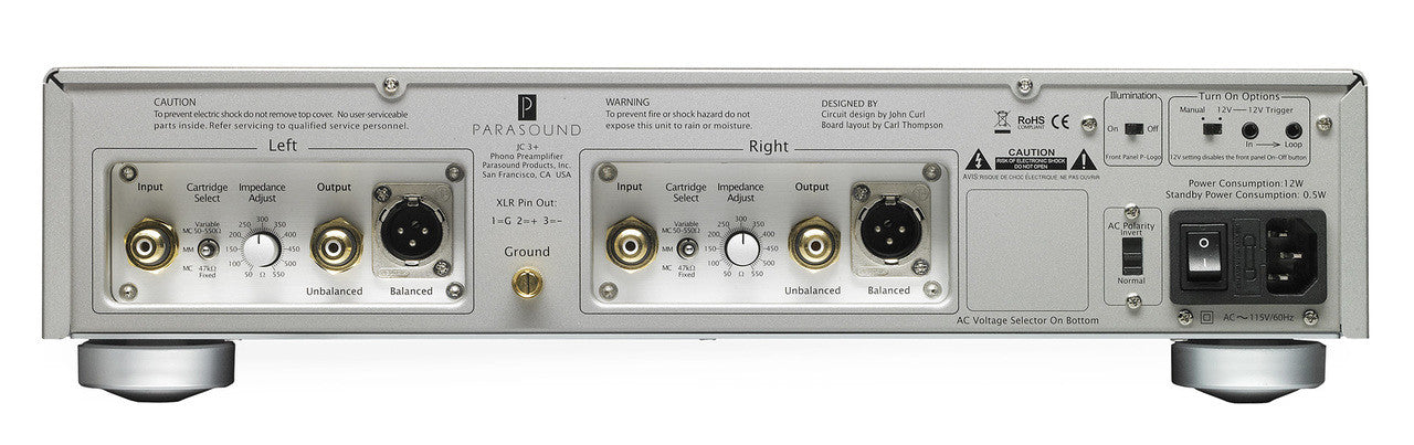 Parasound Halo JC3+ MM / MC Phono Preamplifier; Silver (New / Open Box)