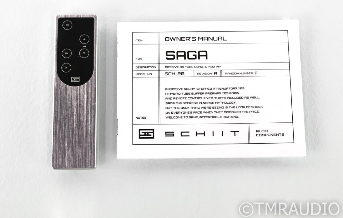 Schiit Saga Stereo Tube Hybrid Preamplifier; Remote