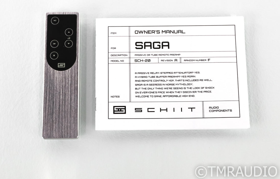 Schiit Saga Stereo Tube Hybrid Preamplifier; Remote