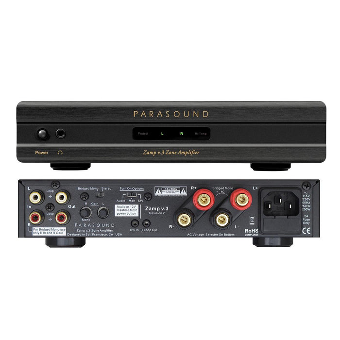 Parasound Zamp V3 Stereo Power Amplifier; v.3; Black (New / Open Box)