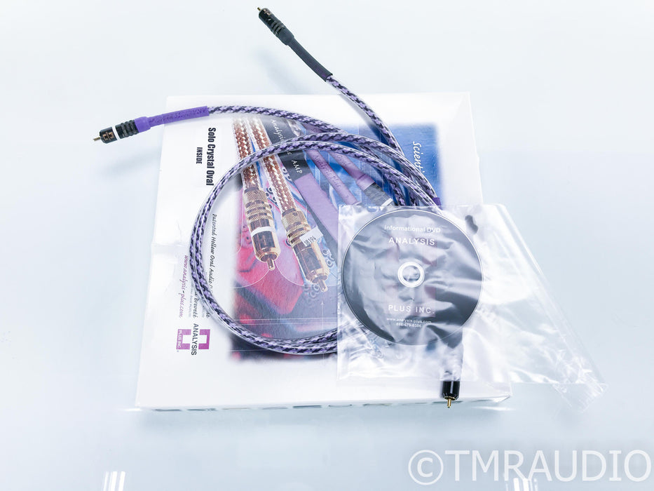 Analysis Plus Solo Crystal Oval RCA Cables; 1m Pair Interconnects