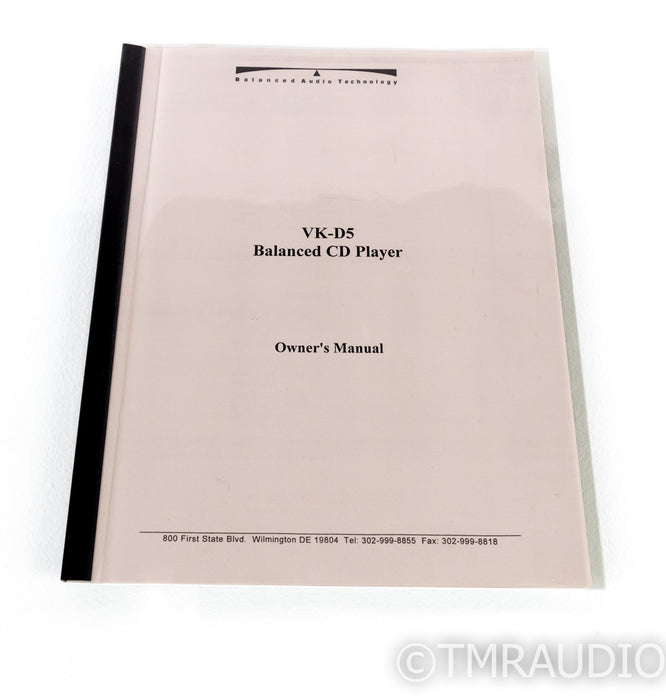 Balanced Audio Technology VK-D5 Tube CD / HDCD Player; VKD5 (No Remote)