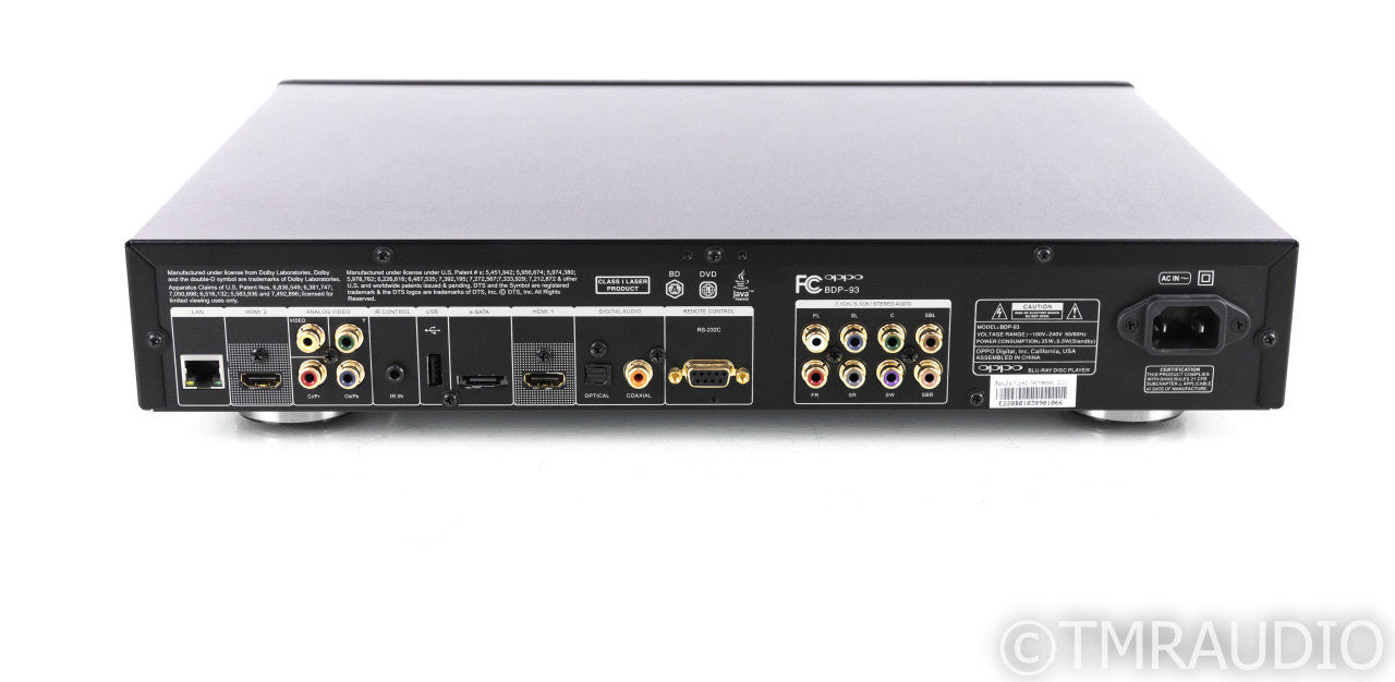 Oppo BDP-93 Universal 3D Blu-ray Player; SACD / CD / DVD