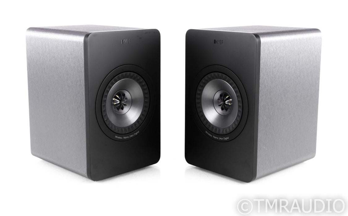 KEF X300A Wireless Bookshelf Speakers; Gunmetal Pair; AS-IS (Left Speaker Out)