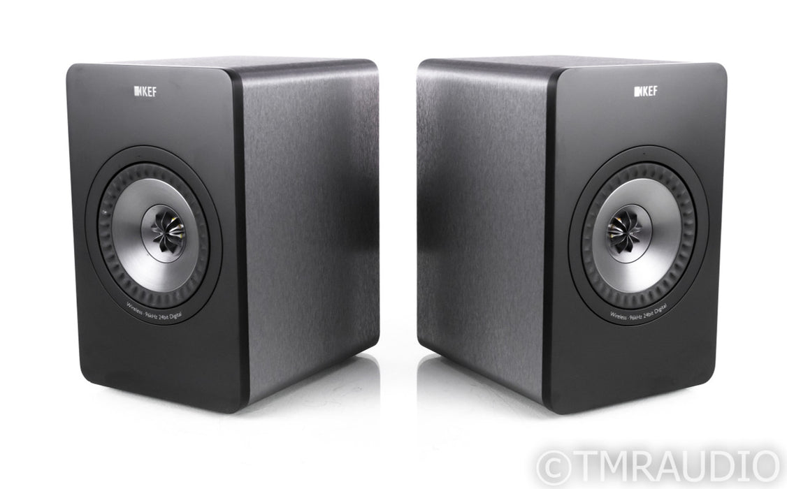 KEF X300A Wireless Bookshelf Speakers; Gunmetal Pair; AS-IS (Left Speaker Out)