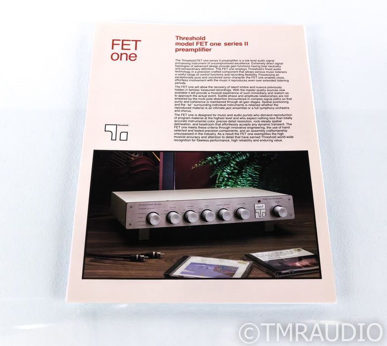 Threshold FET One Vintage Stereo Preamplifier; Stasis; FET-1; MM/MC Phono