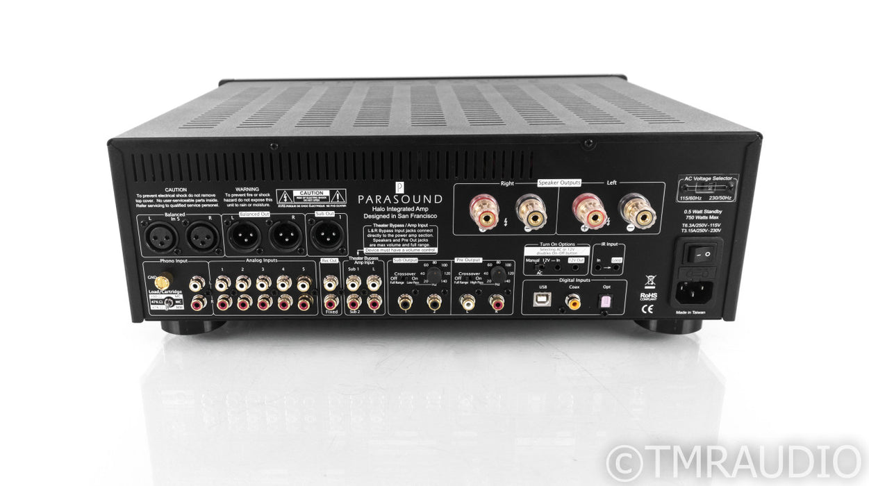 Parasound Halo Integrated 2.1 Channel Amplifier; Black; Remote; MM / MC Phono