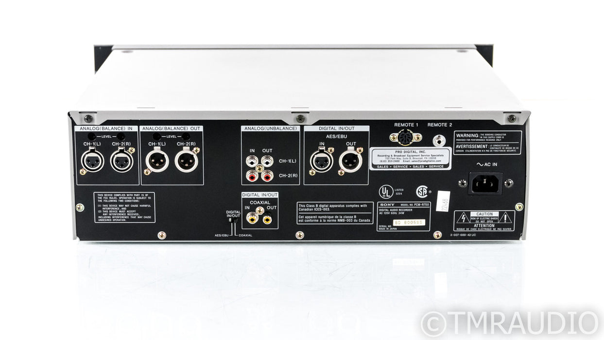 Sony PCM-R700 Vintage Professional DAT Recorder; PCMR700; Remote