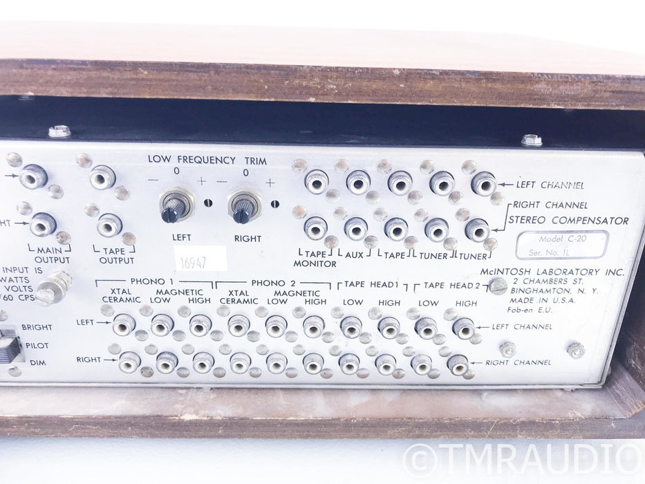 McIntosh C20 Vintage Tube Stereo Preamplifier; C-20 w/ Walnut Cabinet