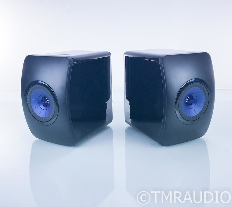 KEF LS50W Wireless Powered Bookshelf Speakers; Gloss Black / Blue Pair