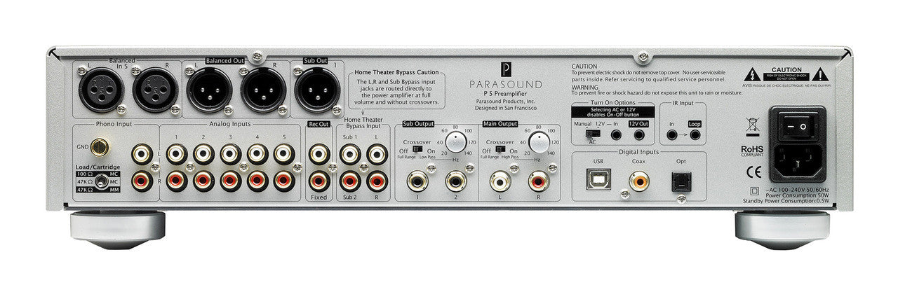 Parasound Halo P5 2.1 Channel Preamplifier; P-5; MM / MC Phono (New)