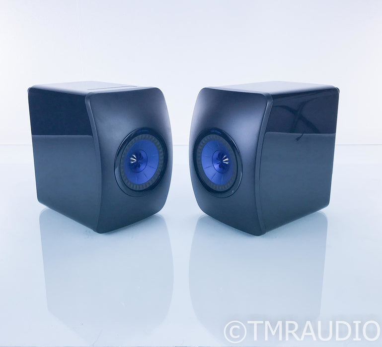 KEF LS50W Wireless Powered Bookshelf Speakers; Gloss Black / Blue Pair