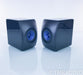 KEF LS50W Wireless Powered Bookshelf Speakers; Gloss Black / Blue Pair
