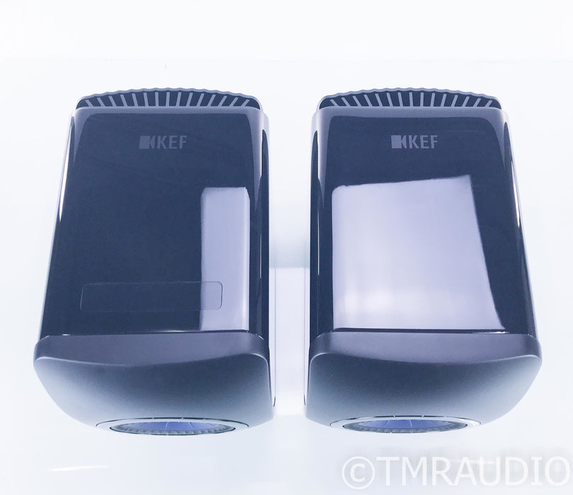 KEF LS50W Wireless Powered Bookshelf Speakers; Gloss Black / Blue Pair