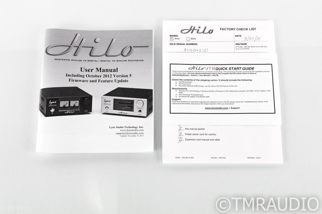 Lynx Hilo/TB DAC / ADC; D/A A/D Converter; LT-USB; Thunderbolt