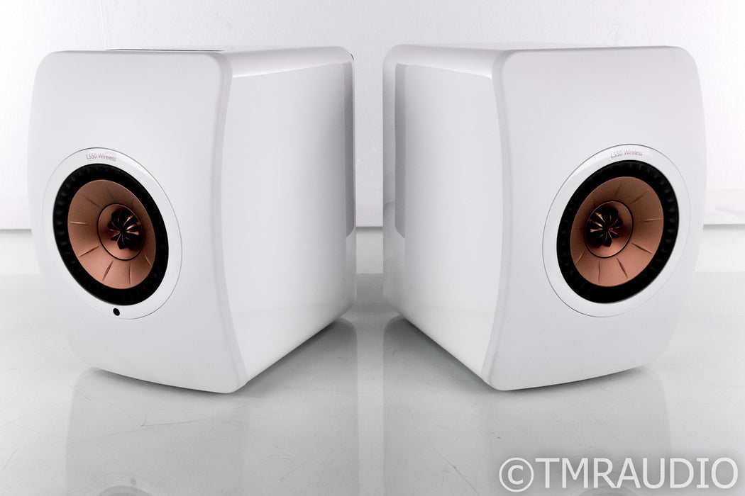 KEF LS50 Wireless Powered Bookshelf Speakers; Gloss White & Copper Pair; LS-50