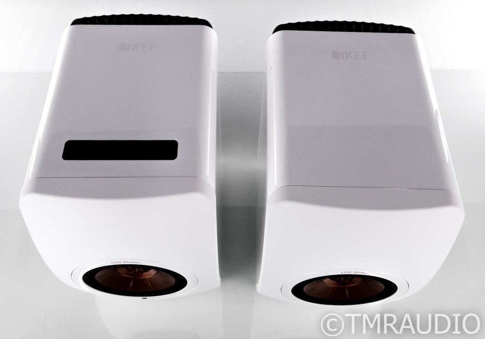 KEF LS50 Wireless Powered Bookshelf Speakers; Gloss White & Copper Pair; LS-50