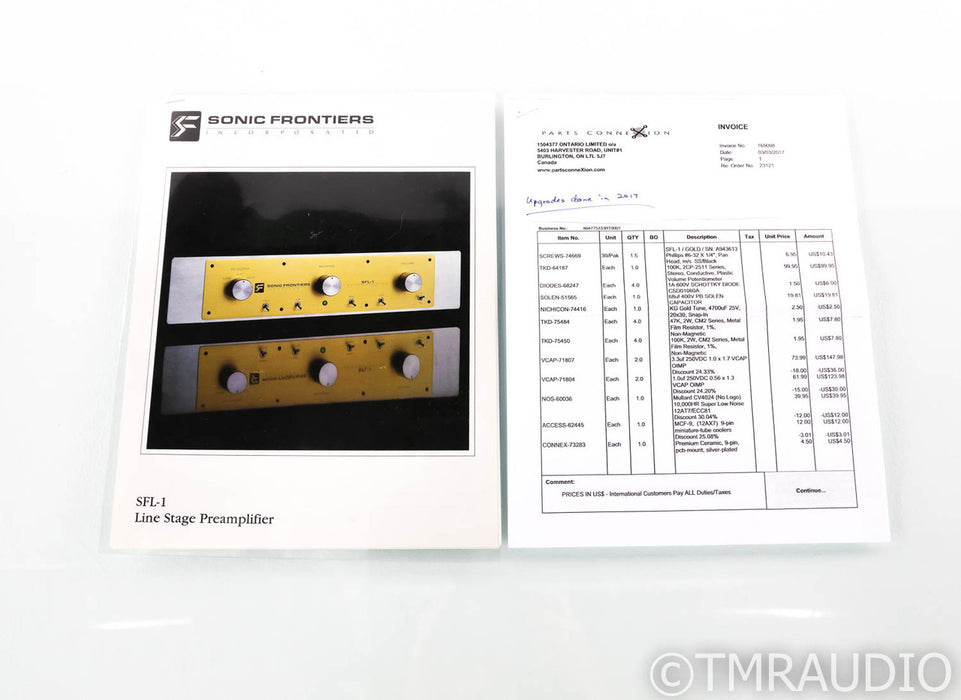 Sonic Frontiers SFL-1 Stereo Tube Preamplifier; SFL1; Recapped; Upgrades