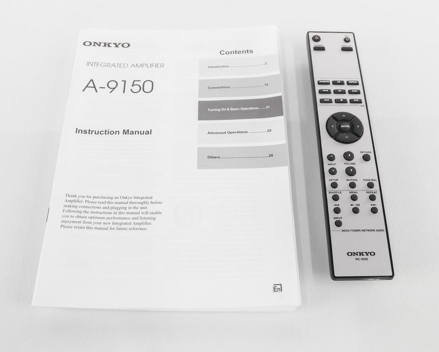 Onkyo A-9150 Stereo Integrated Amplifier; MM/MC Phono; A9150; Black; Remote