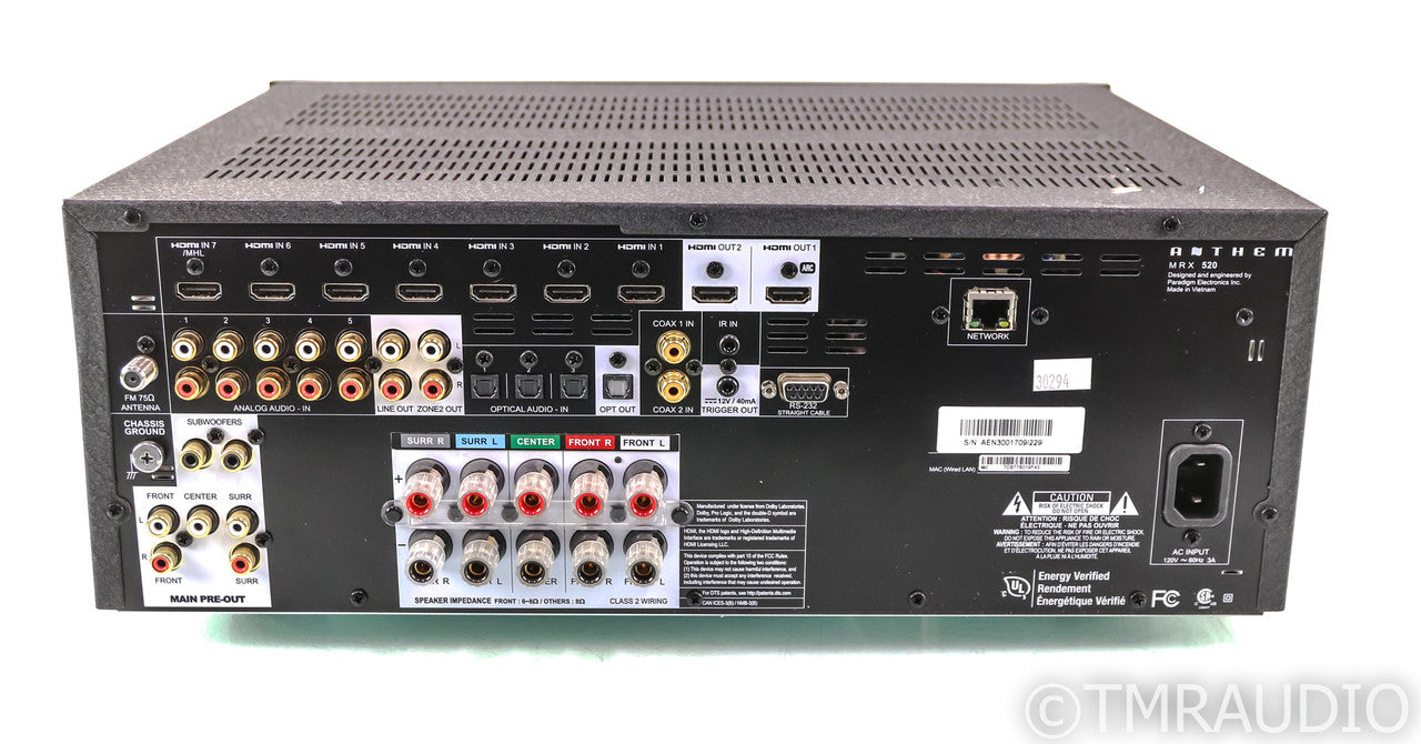 Anthem MRX 520 5.2 Channel Home Theater Receiver; MRX-520; Remote