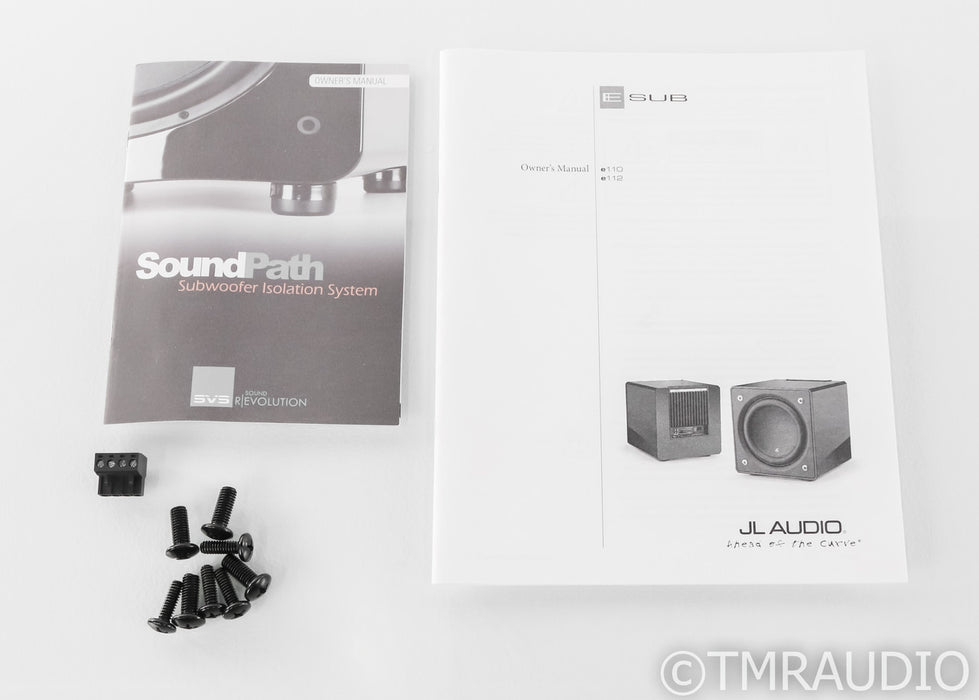 JL Audio E110 E-Sub 10" Powered Subwoofer; Black Ash w/ SVS SoundPath Feet