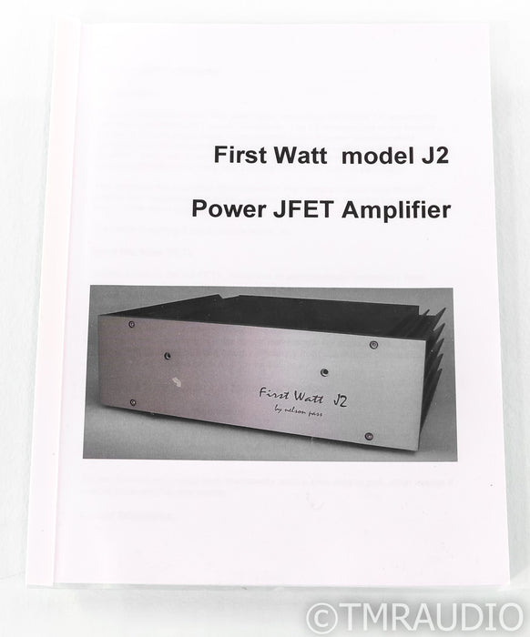 First Watt J2 Stereo Power Amplifier; J-2; By Nelson Pass