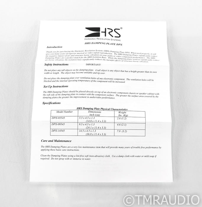 Harmonic Resolution Systems DPX-14545 Silver Damping Plate; HRS
