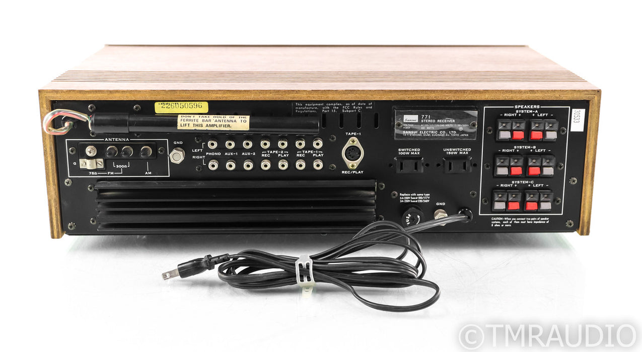 Sansui 771 Vintage Stereo Receiver; MM Phono; Excellent Condition