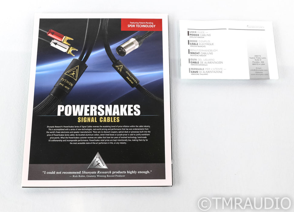 Shunyata Black Mamba Helix HC / CX Power Cable; 1.8m AC Cord