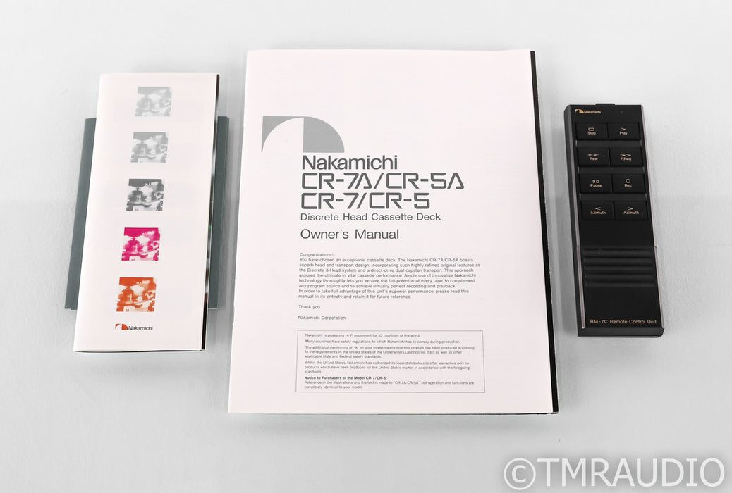 Nakamichi CR-7A Vintage Cassette Player; Tape Recorder; CR7A