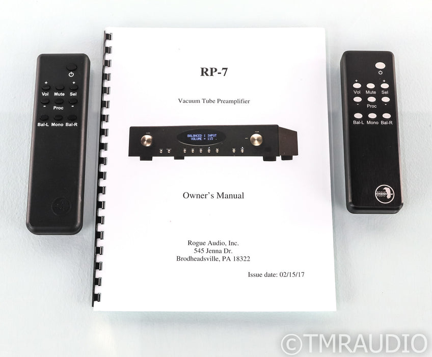 Rogue Audio RP-7 Stereo Tube Preamplifier; Black; RP7; Upgraded Remote