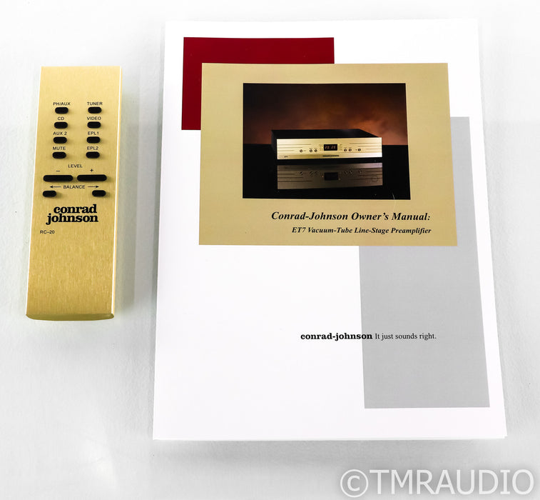 Conrad Johnson ET7 S2 Triode Line Stage Stereo Preamplifier; Remote; MM Phono