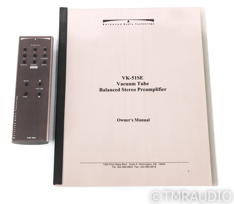 BAT VK-51SE Stereo Tube Preamplifier; Balanced Audio Technology; VK51SE; Remote