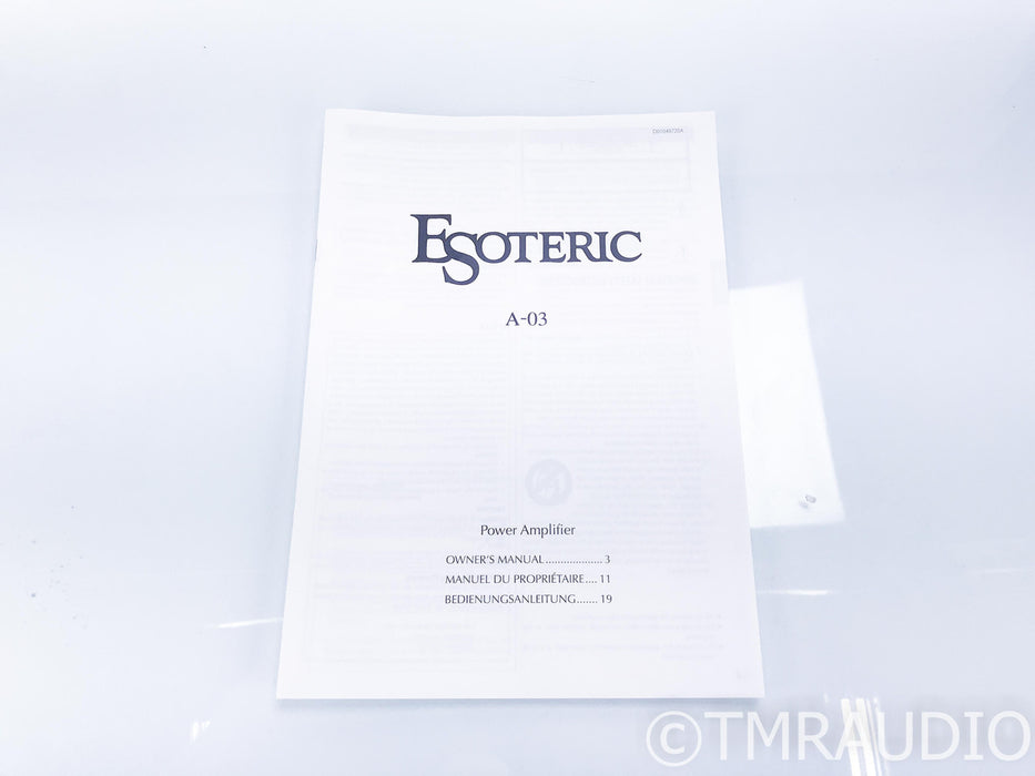 Esoteric A-03 Stereo Power Amplifier; A03