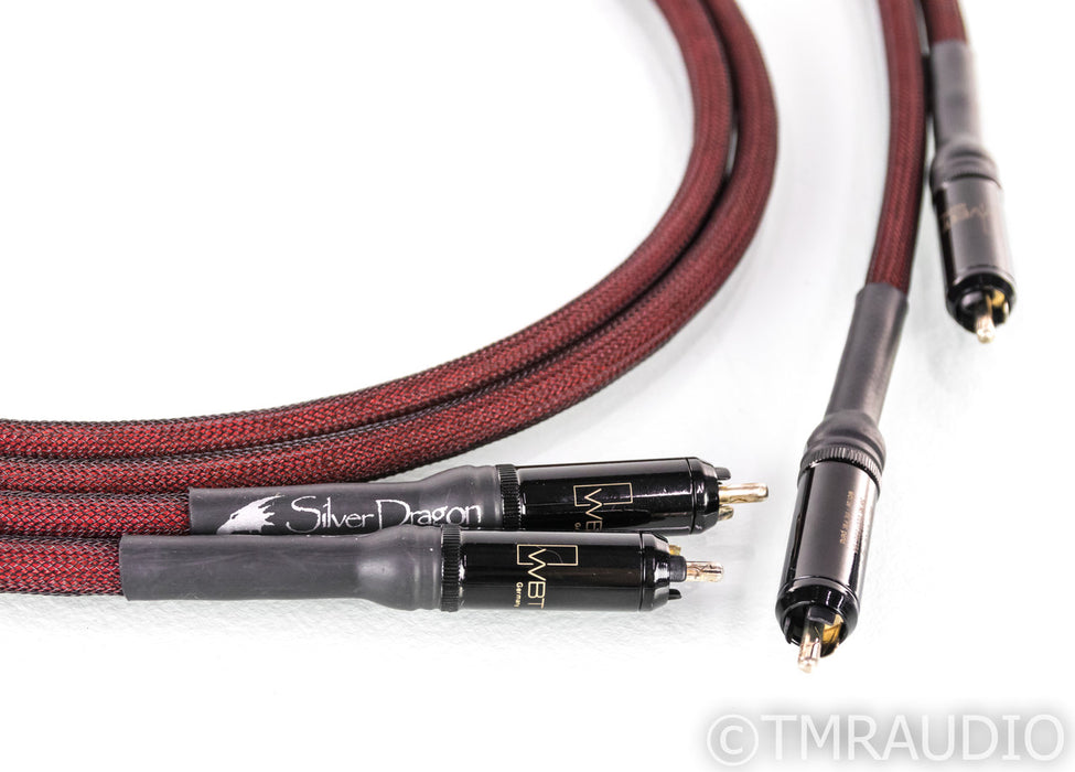 Moon Audio Silver Dragon V2 RCA Cables; 6ft Pair Interconnects w/ WBT 0102 AG