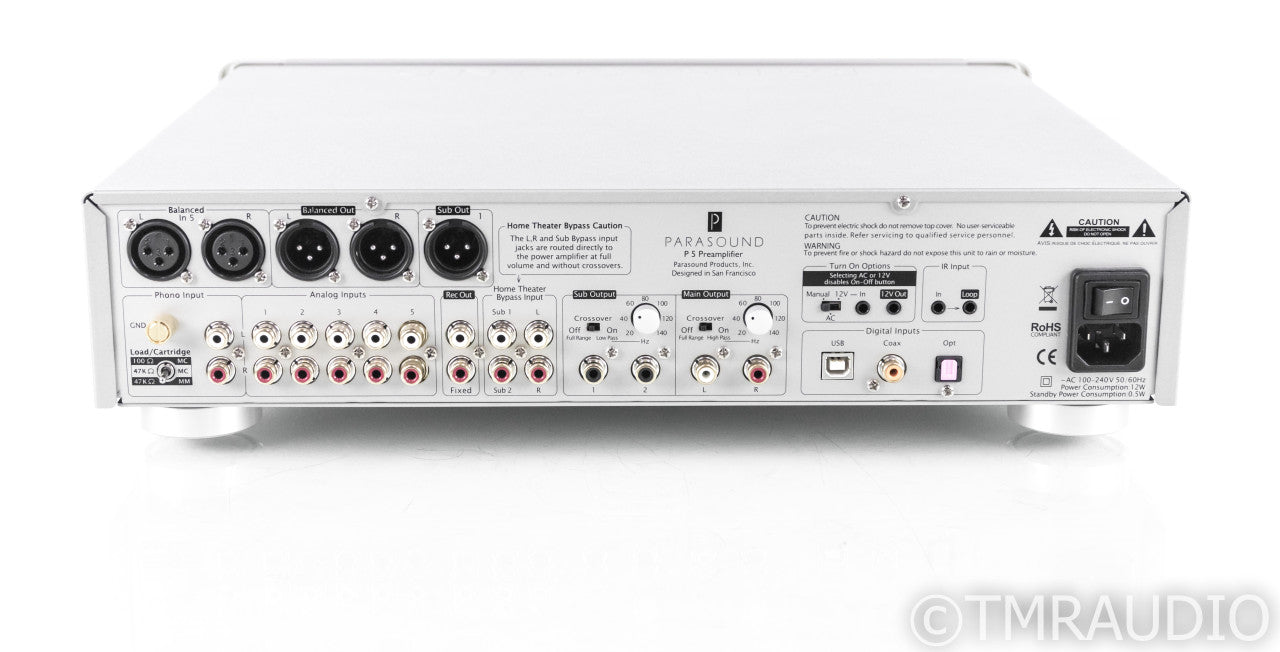 Parasound Halo P5 2.1 Stereo Preamplifier; Remote; MM/MC Phono