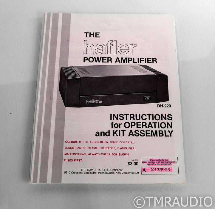 Hafler DH-220 Vintage Stereo Power Amplifier; DH220