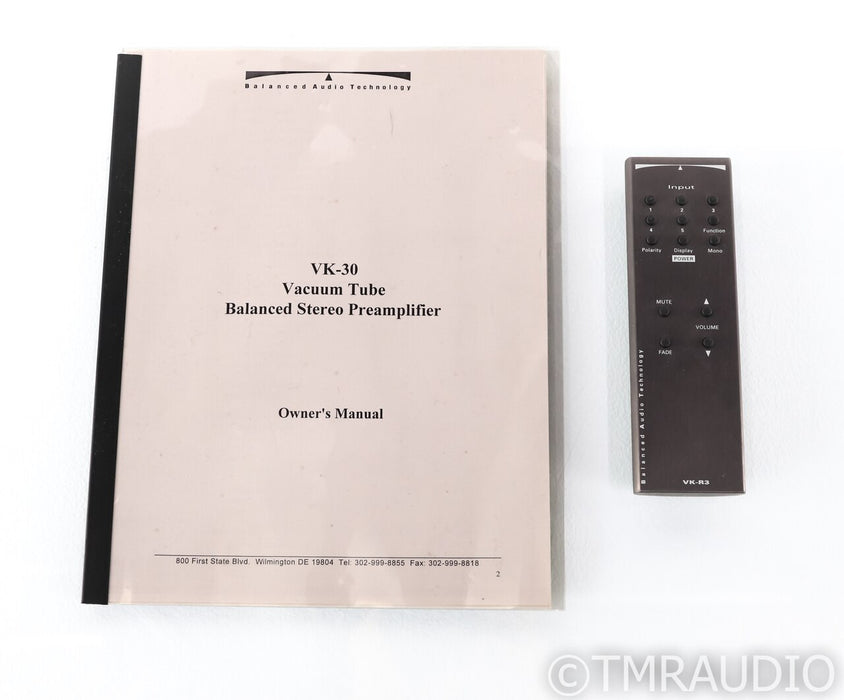 Balanced Audio Technology VK-30 Stereo Tube Preamplifier; VK30; BAT; Remote