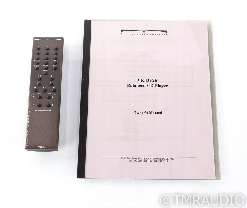 Balance Audio Technology VK-D5SE Tube CD Player; VKD5SE; AS-IS (Disk Read Issue)
