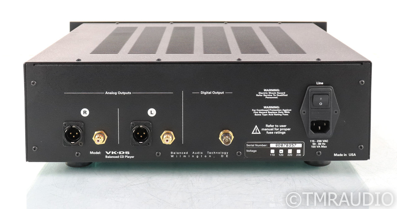 Balance Audio Technology VK-D5SE Tube CD Player; VKD5SE; AS-IS (Disk Read Issue)